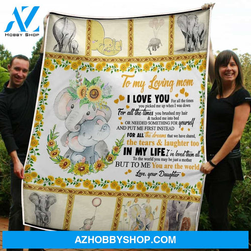Blanket Mothers Day Gifts To My Mom Elephants & Sunflower Fleece Blanket Best Gifts For Mom
