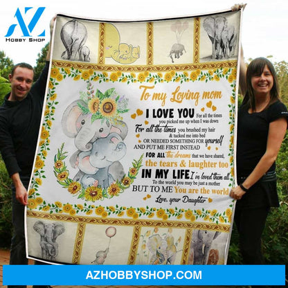 Blanket Mothers Day Gifts To My Mom Elephants & Sunflower Fleece Blanket Best Gifts For Mom