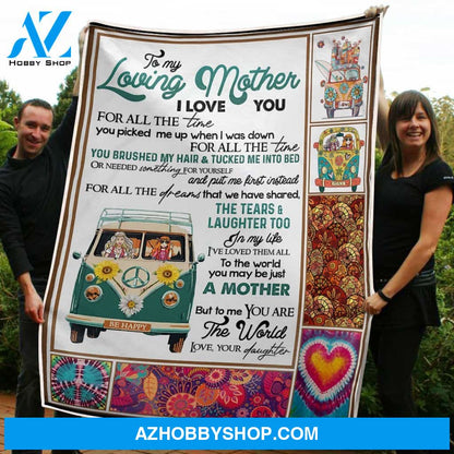 Blanket Mothers Day Gifts To My Mom You Are The World For Hippie Style Fleece Blanket Unique Gifts