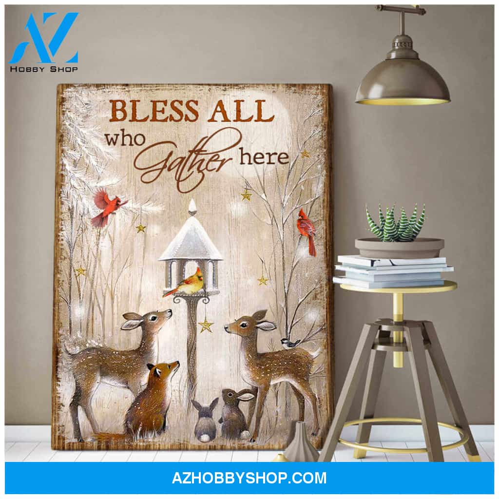 Bless All, Beautiful Deer Canvas Decor, Wall Decor Visual Art