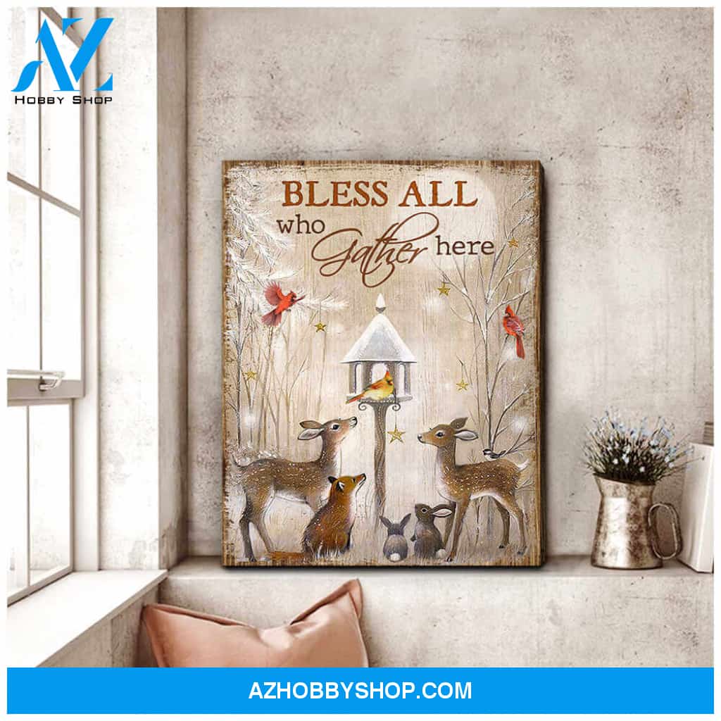 Bless All, Beautiful Deer Canvas Decor, Wall Decor Visual Art