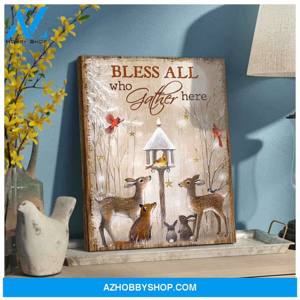 Bless All, Beautiful Deer Canvas Decor, Wall Decor Visual Art