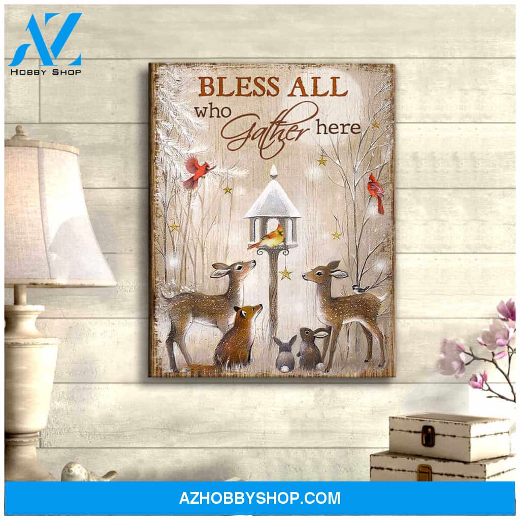 Bless All, Beautiful Deer Canvas Decor, Wall Decor Visual Art