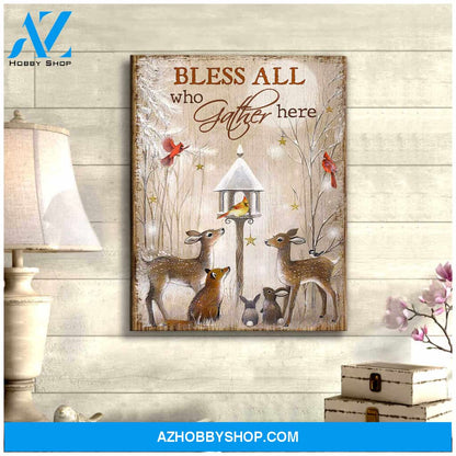 Bless All, Beautiful Deer Canvas Decor, Wall Decor Visual Art
