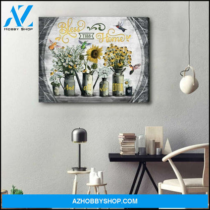 Bless Hummingbird Premium Canvas Wall Art