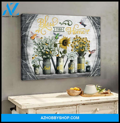 Bless Hummingbird Premium Canvas Wall Art