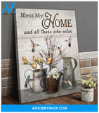 Bless My Home Hummingbird Wall Art Canvas, Wall Decor Visual Art