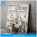 Bless My Home Hummingbird Wall Art Canvas, Wall Decor Visual Art