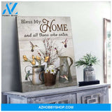 Bless My Home Hummingbird Wall Art Canvas, Wall Decor Visual Art