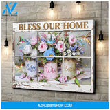 Bless Our Home Hummingbird Wall Art Canvas, Wall Decor Visual Art