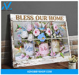 Bless Our Home Hummingbird Wall Art Canvas, Wall Decor Visual Art
