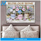 Bless Our Home Hummingbird Wall Art Canvas, Wall Decor Visual Art