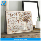 Bless the food before us Cotton Flowers and Hummingbird Farmhouse Farm Canvas Wall Art Decor