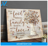 Bless the food before us Cotton Flowers and Hummingbird Farmhouse Farm Canvas Wall Art Decor