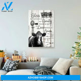 Bless The Food Before Us The Family The Love Black & White Cow Canvas - Wall Decor Visual Art