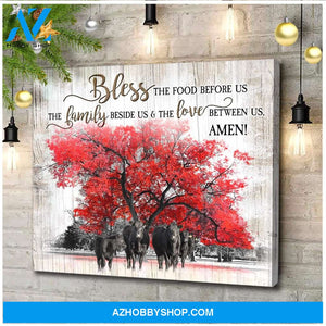 Bless The Food Cow Wall Matte Canvas Christmas Wall Art