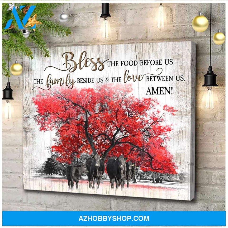 Bless The Food Cow Wall Matte Canvas Christmas Wall Art