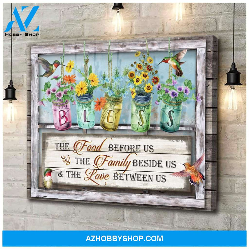 Bless The Food Hummingbird Wall Art Canvas, Wall Decor Visual Art