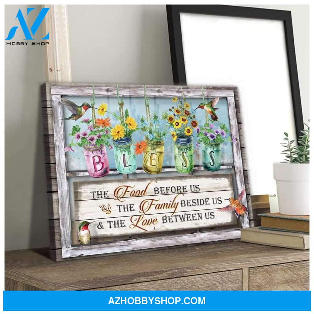 Bless The Food Hummingbird Wall Art Canvas, Wall Decor Visual Art