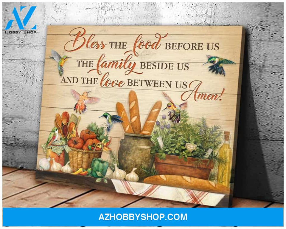 Bless The Food Hummingbird Wall Art Canvas, Wall Decor Visual Art