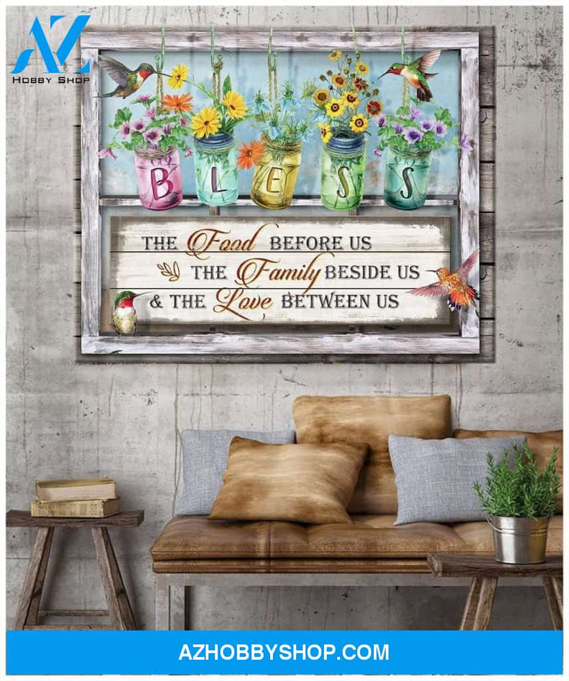 Bless The Food Hummingbird Wall Art Canvas, Wall Decor Visual Art