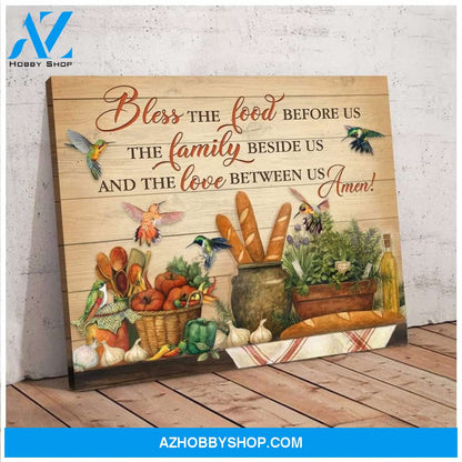 Bless The Food Hummingbird Wall Art Canvas, Wall Decor Visual Art