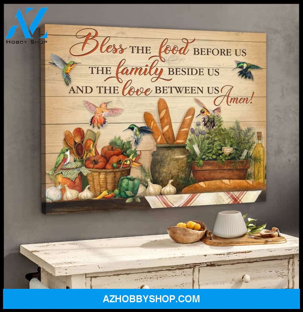 Bless The Food Hummingbird Wall Art Canvas, Wall Decor Visual Art