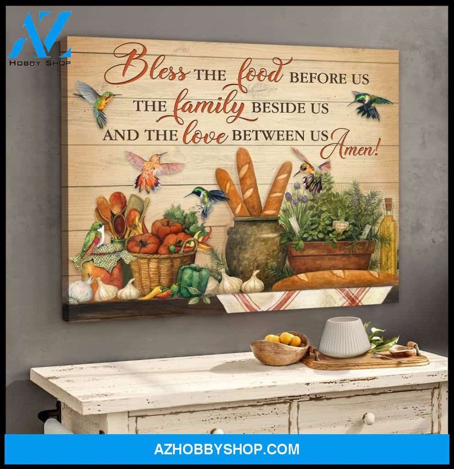 Bless The Food Hummingbird Wall Art Canvas, Wall Decor Visual Art