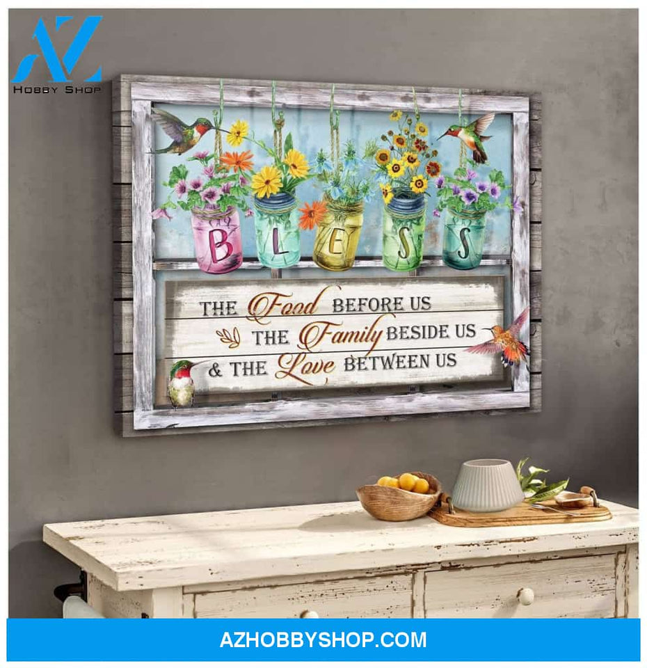 Bless The Food Hummingbird Wall Art Canvas, Wall Decor Visual Art