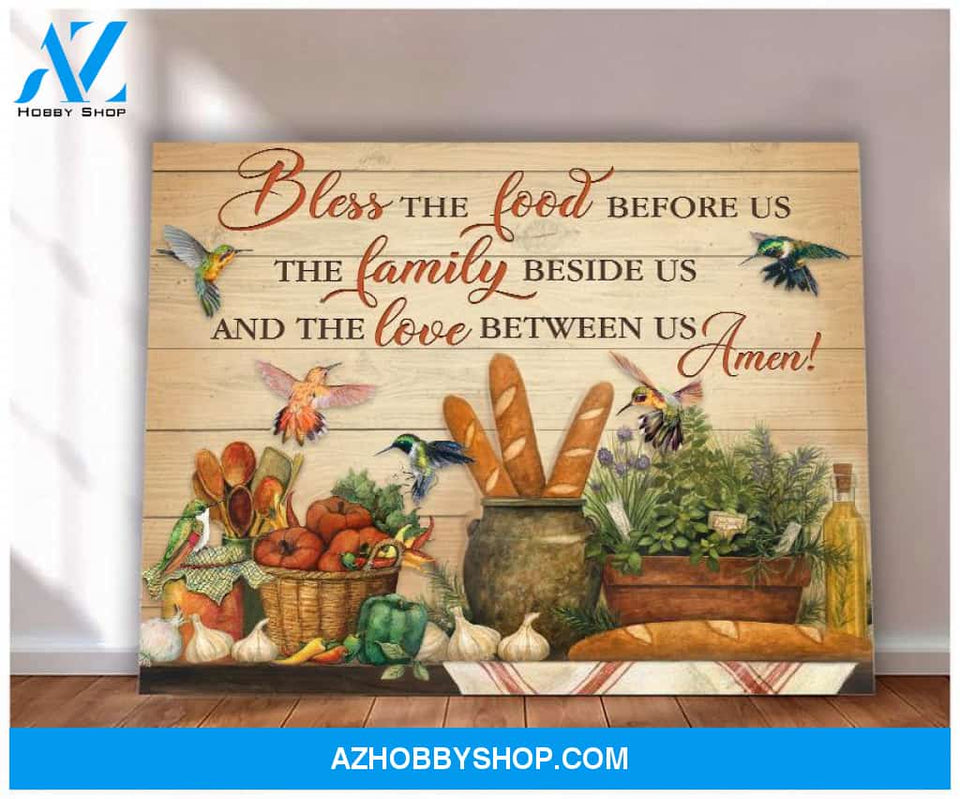 Bless The Food Hummingbird Wall Art Canvas, Wall Decor Visual Art