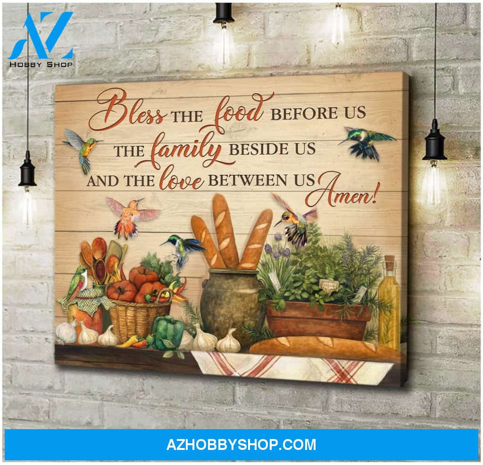 Bless The Food Hummingbird Wall Art Canvas, Wall Decor Visual Art