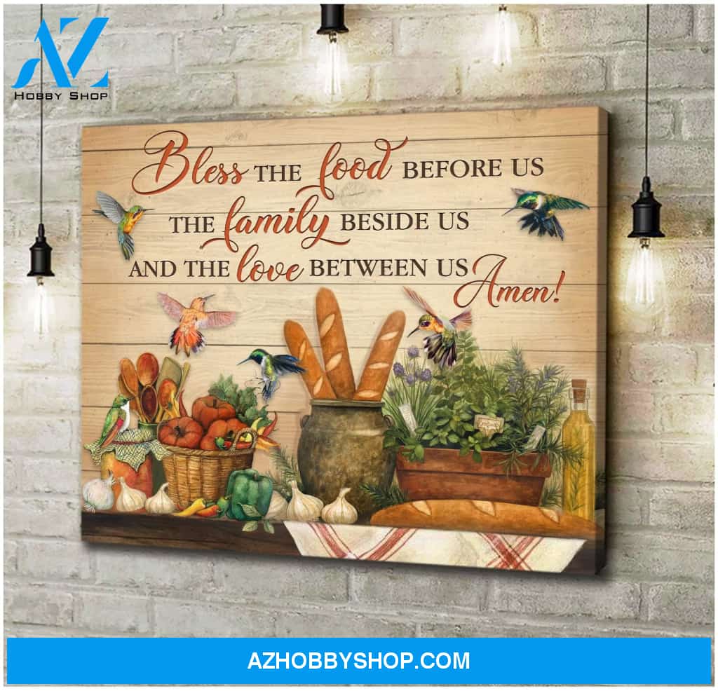 Bless The Food Hummingbird Wall Art Canvas, Wall Decor Visual Art
