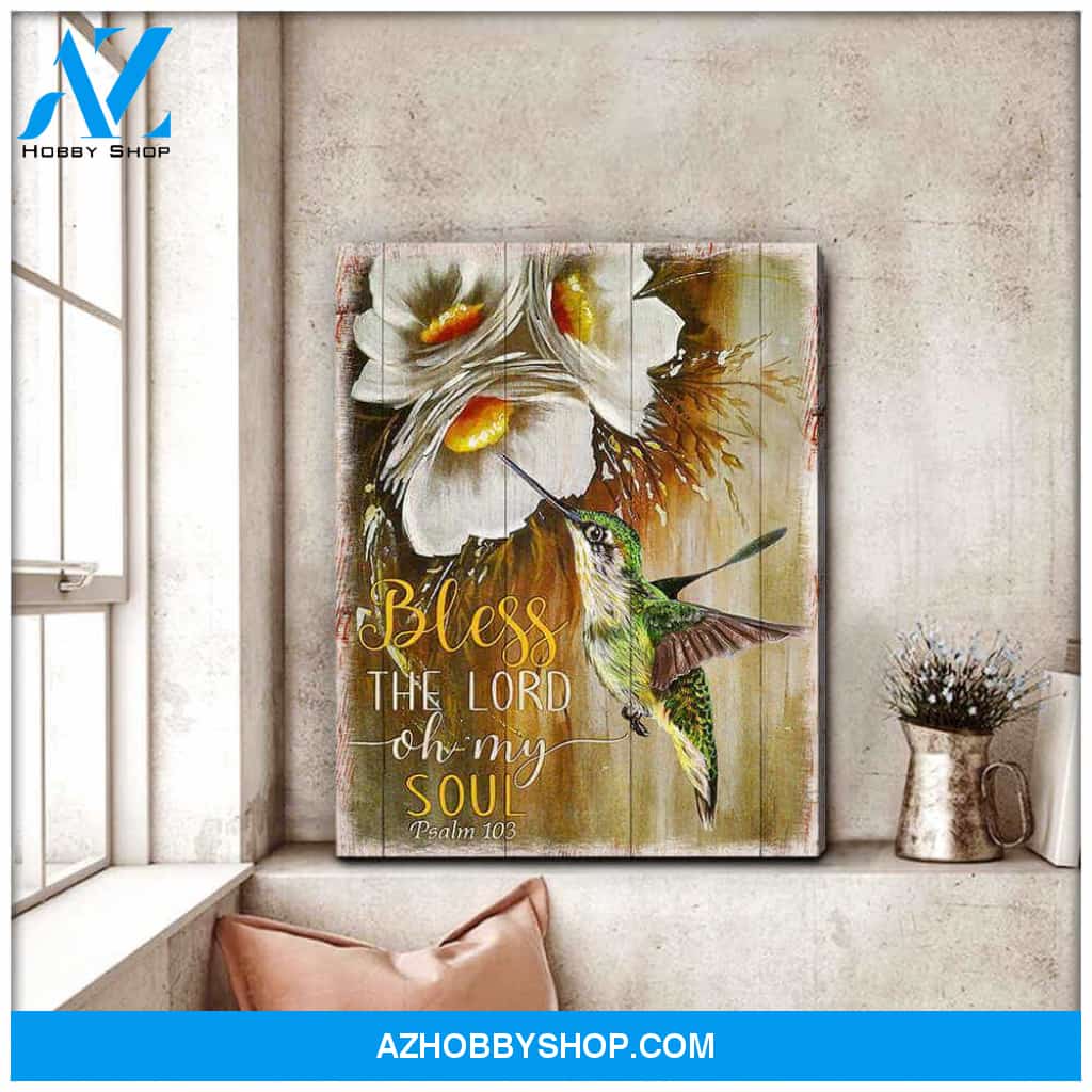 Bless the Lord Hummingbird Canvas Wall Art Decor