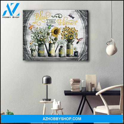 Bless This Home, Beautiful Hummingbird Canvas Wall Art