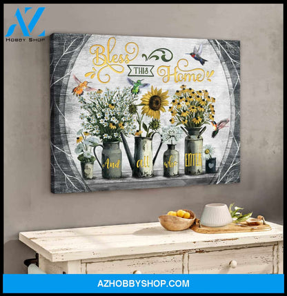 Bless This Home, Beautiful Hummingbird Canvas Wall Art