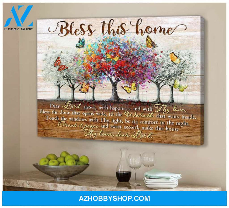 Zalooo Bless This Home Butterfly Wall Art Canvas