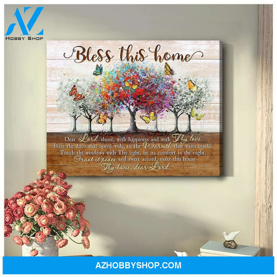 Zalooo Bless This Home Butterfly Wall Art Canvas