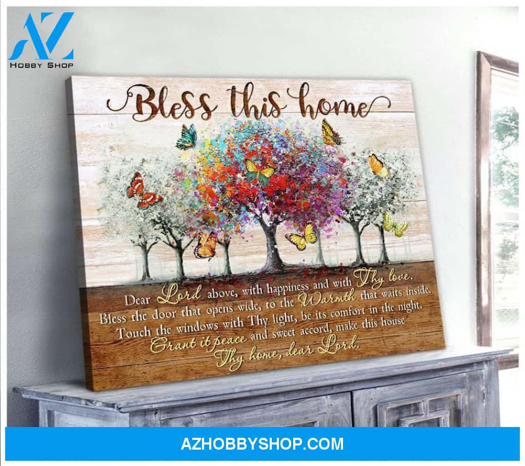 Zalooo Bless This Home Butterfly Wall Art Canvas