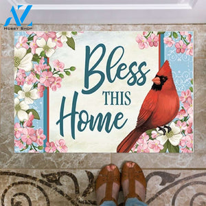 Bless This Home Cardinal Bird Doormat Welcome Mat Housewarming Gift Home Decor Funny Doormat Gift For Cardinal Bird Lovers Gift For Friend Gift For Christmas