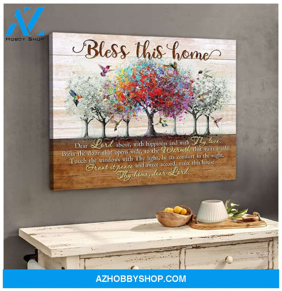Bless This Home Hummingbird Wall Art Canvas