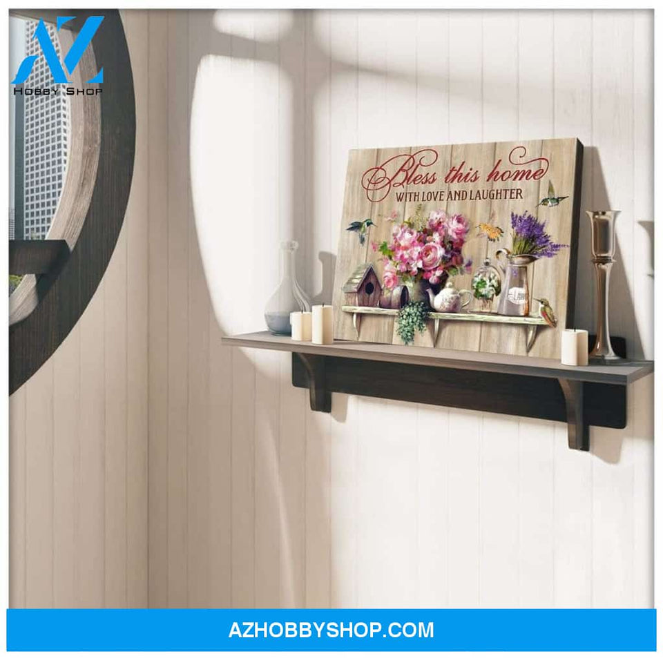 Bless This Home Hummingbird Wall Art Canvas