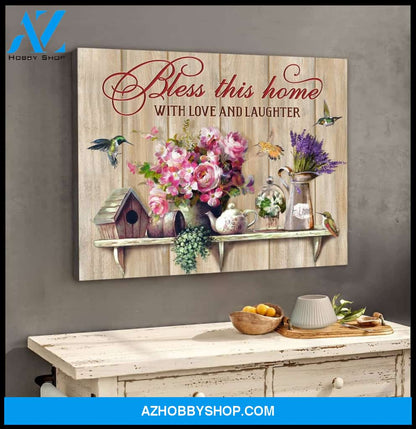 Bless This Home Hummingbird Wall Art Canvas
