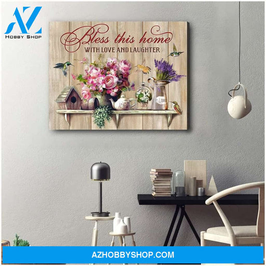 Bless This Home Hummingbird Wall Art Canvas