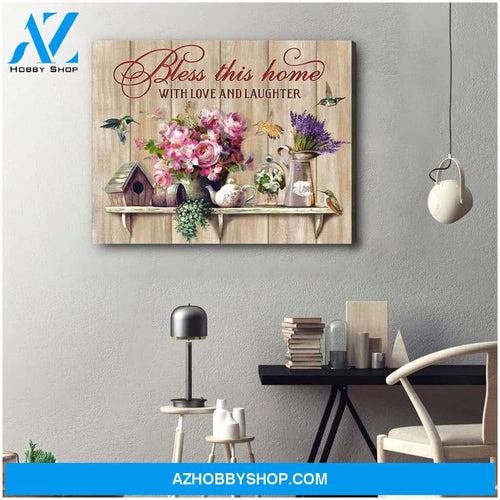 Bless This Home Hummingbird Wall Art Canvas
