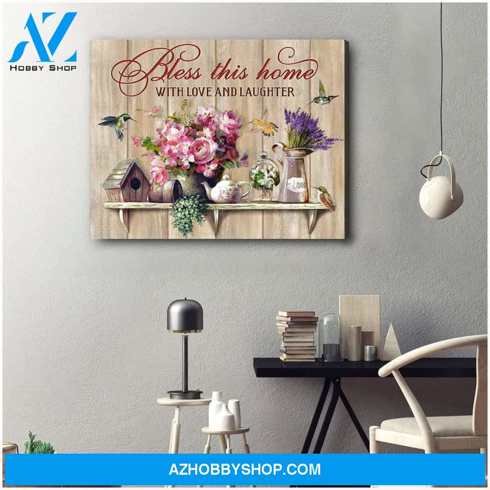 Bless This Home Hummingbird Wall Art Canvas