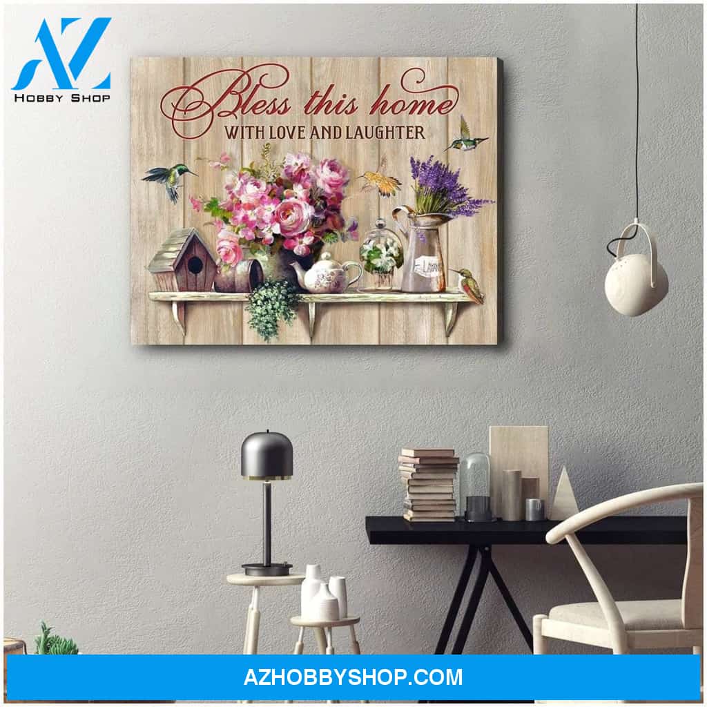 Bless This Home Hummingbird Wall Art Canvas