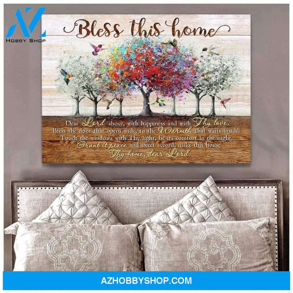 Bless This Home Hummingbird Wall Art Canvas