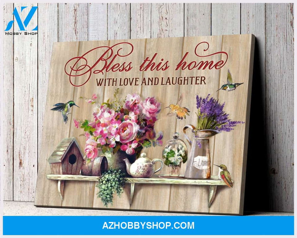 Bless This Home Hummingbird Wall Art Canvas