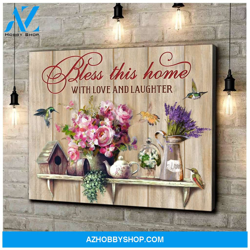 Bless This Home Hummingbird Wall Art Canvas
