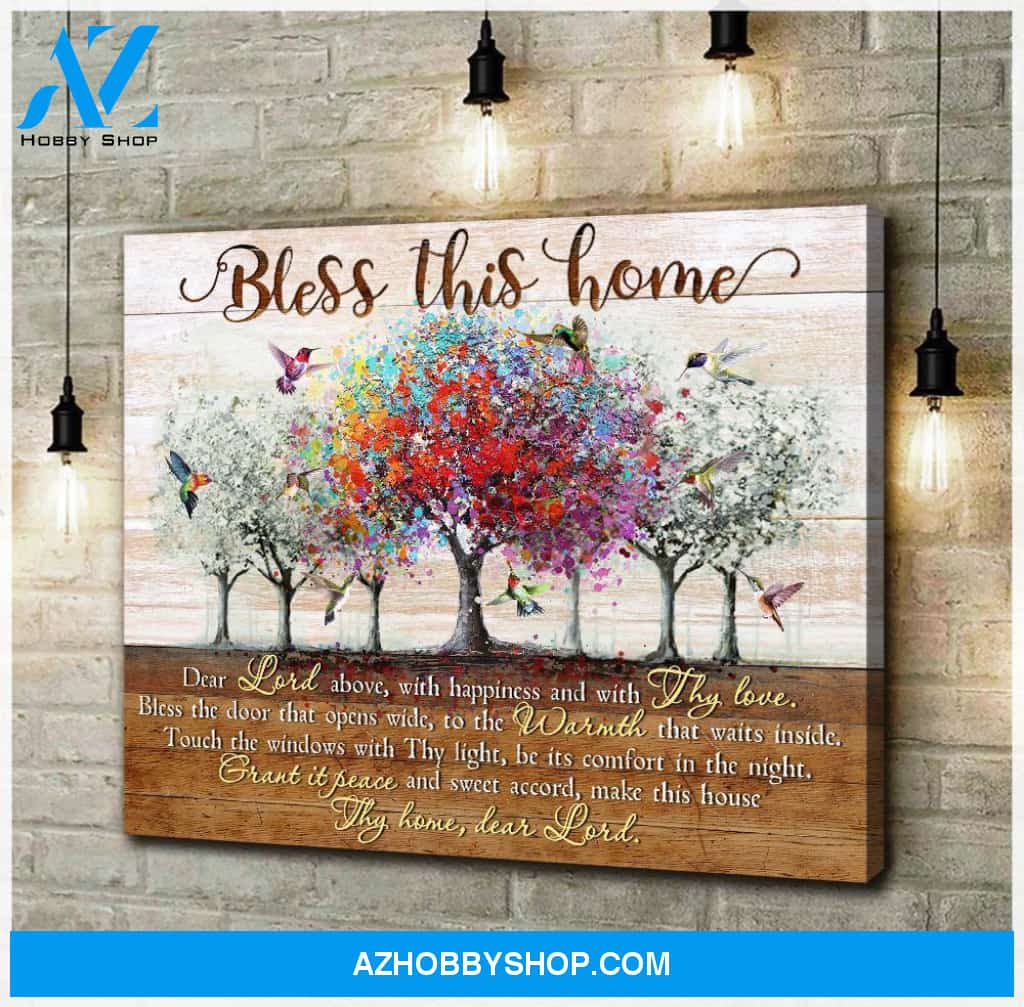 Bless This Home Hummingbird Wall Art Canvas